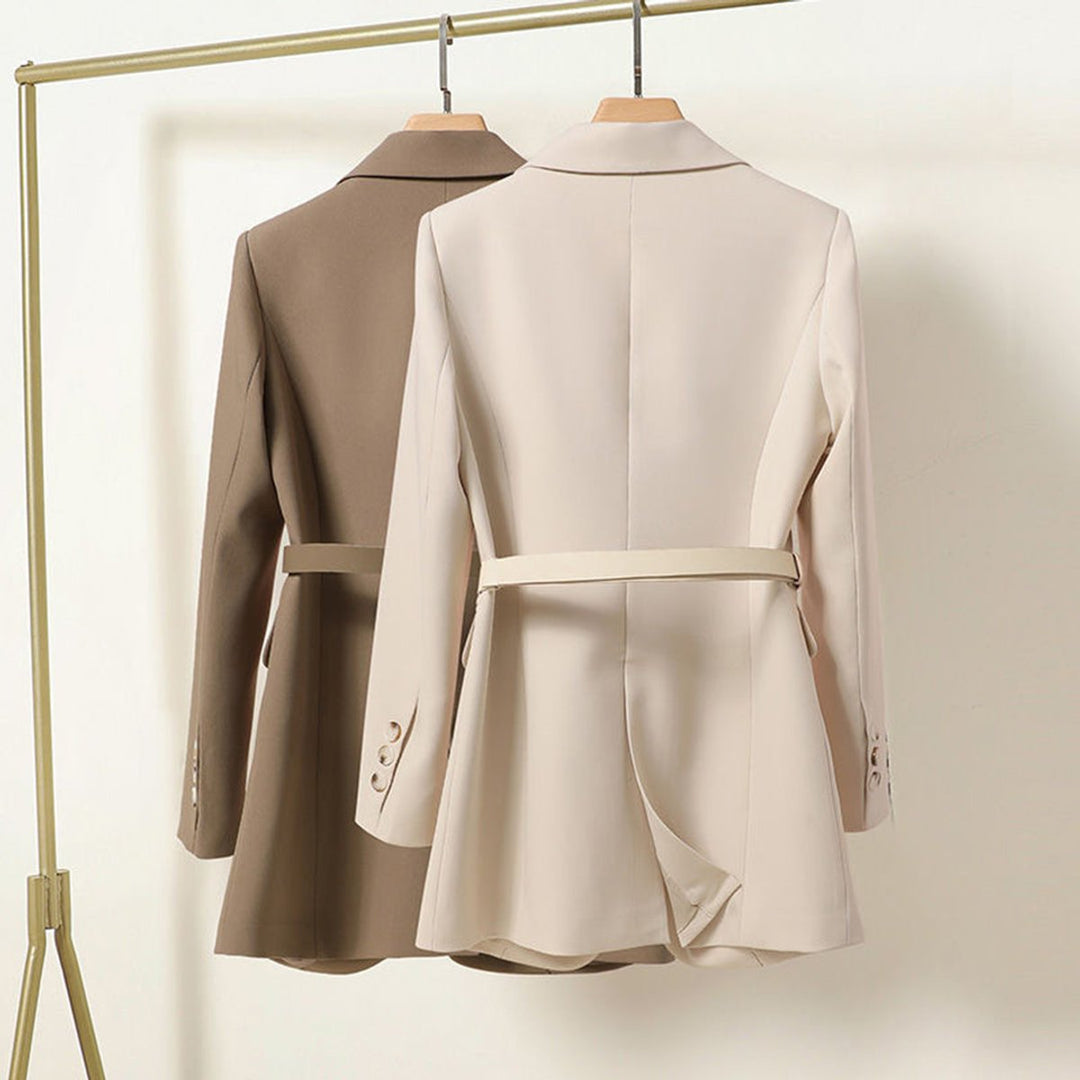 Women's Belted Single-Button Notch-Lapel Blazer