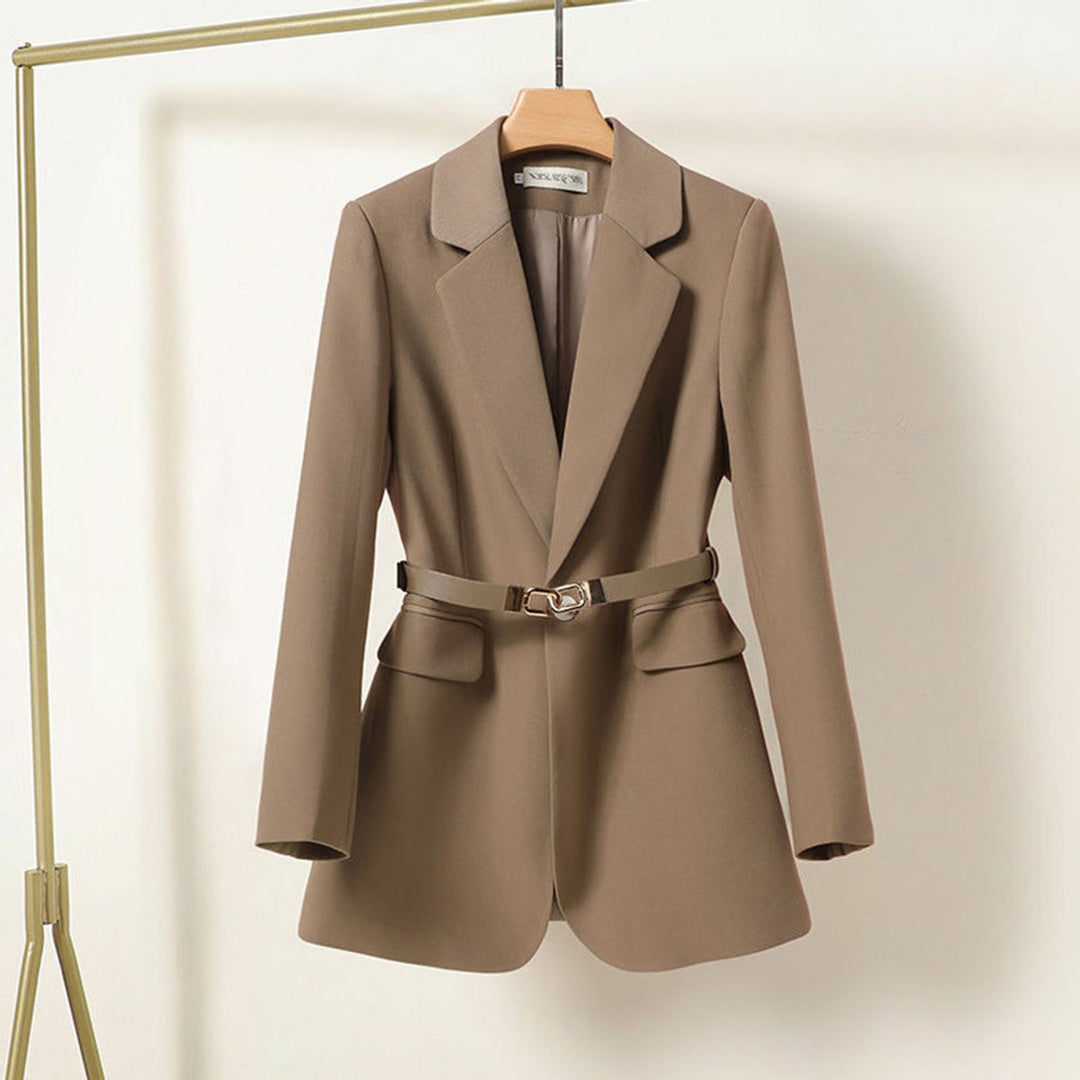 Women's Belted Single-Button Notch-Lapel Blazer