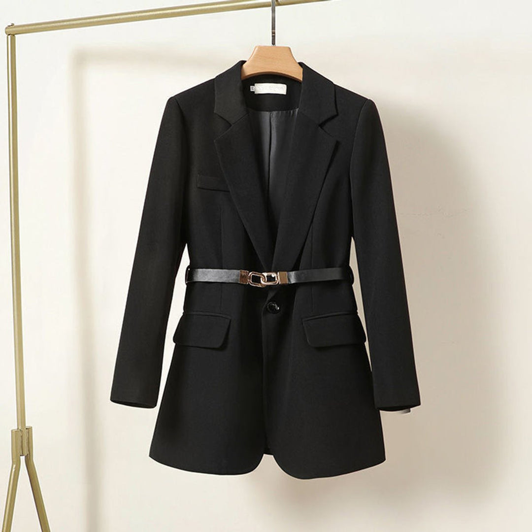 Women's Belted Single-Button Notch-Lapel Blazer