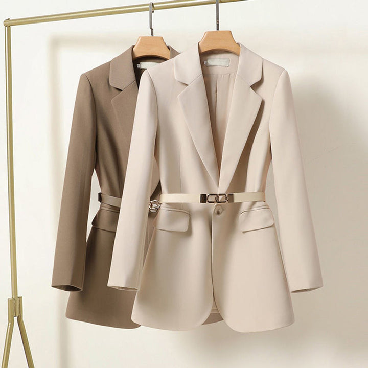 Women's Belted Single-Button Notch-Lapel Blazer Jacket