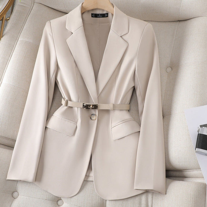 Women's Belted Single-Button Notch-Lapel Blazer Jacket