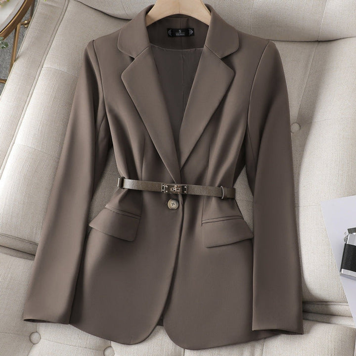 Women's Belted Single-Button Notch-Lapel Blazer Jacket