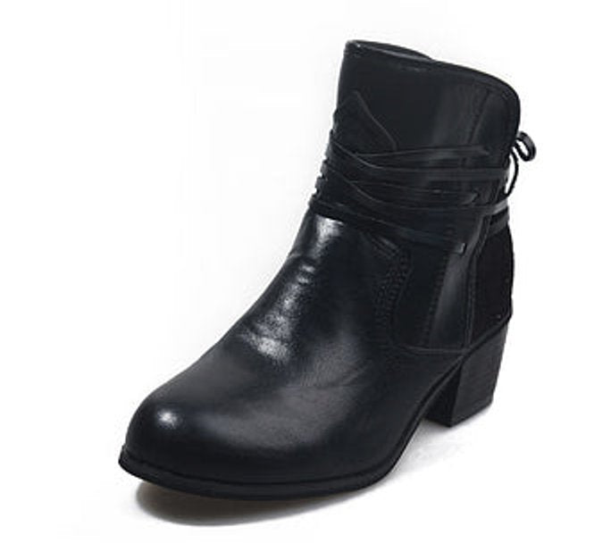 Women's Block Heel Lace-Up Western Ankle Boots