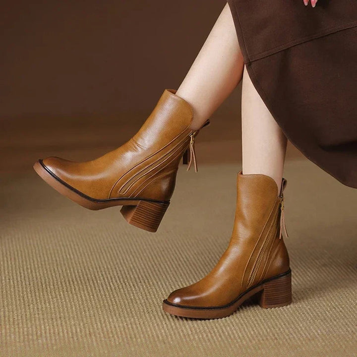 Women's Block-Heel Side-Zip Platform Ankle Boots