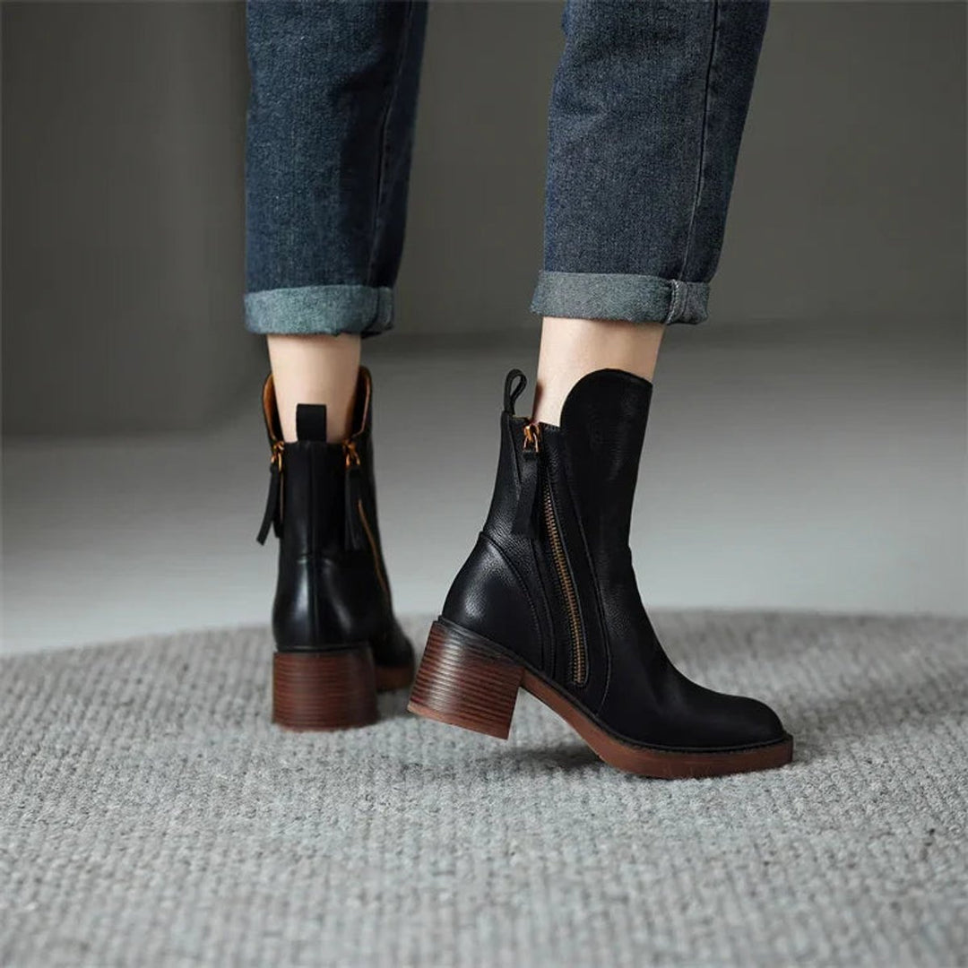 Women's Block-Heel Side-Zip Platform Ankle Boots