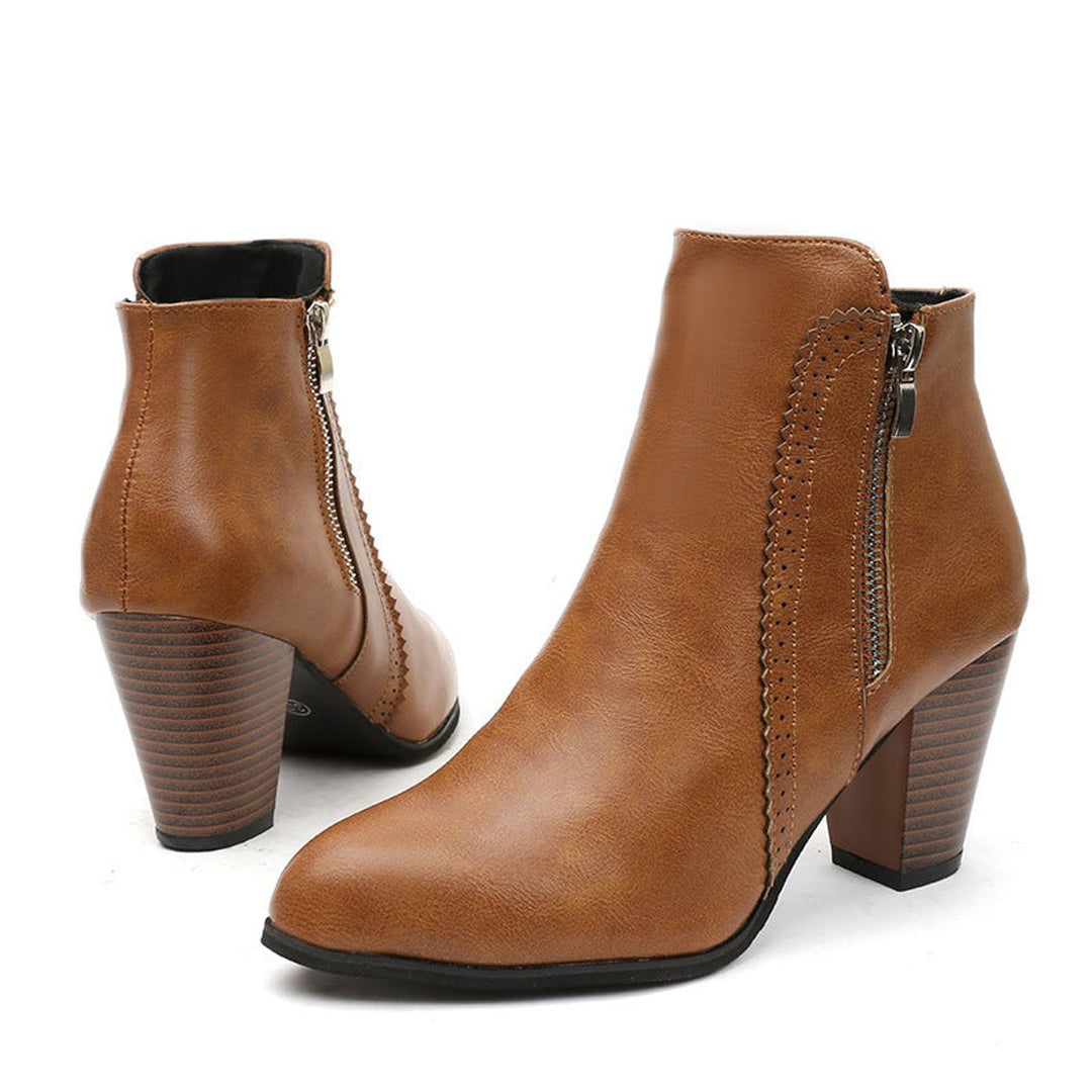 Women's Block-Heel Side-Zip Pointed-Toe Ankle Boots