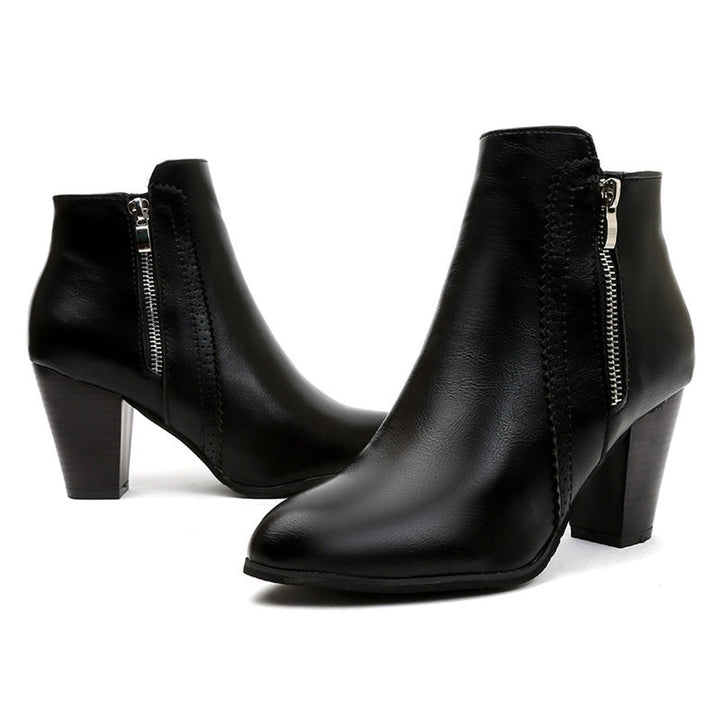Women's Block-Heel Side-Zip Pointed-Toe Ankle Boots
