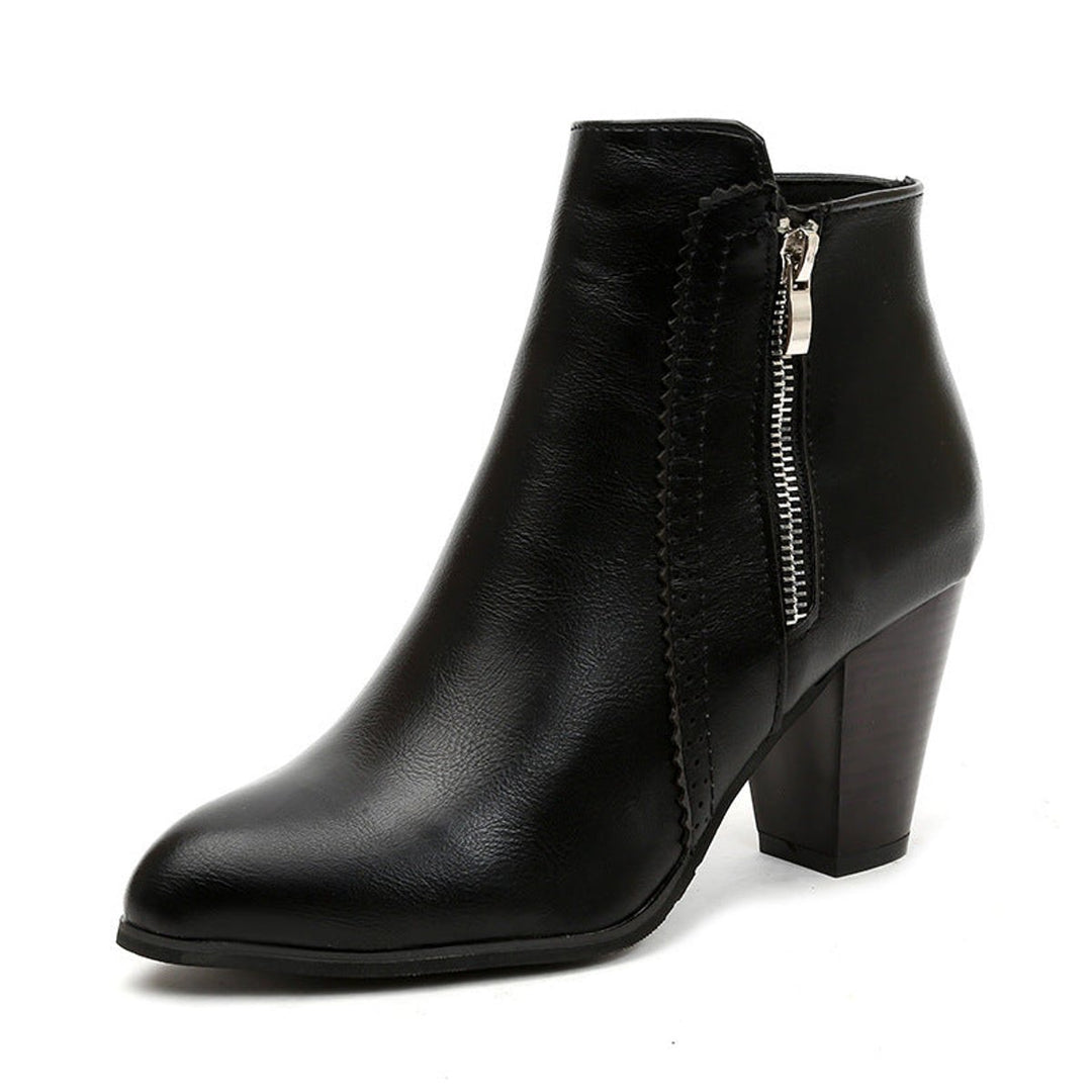 Women's Block-Heel Side-Zip Pointed-Toe Ankle Boots