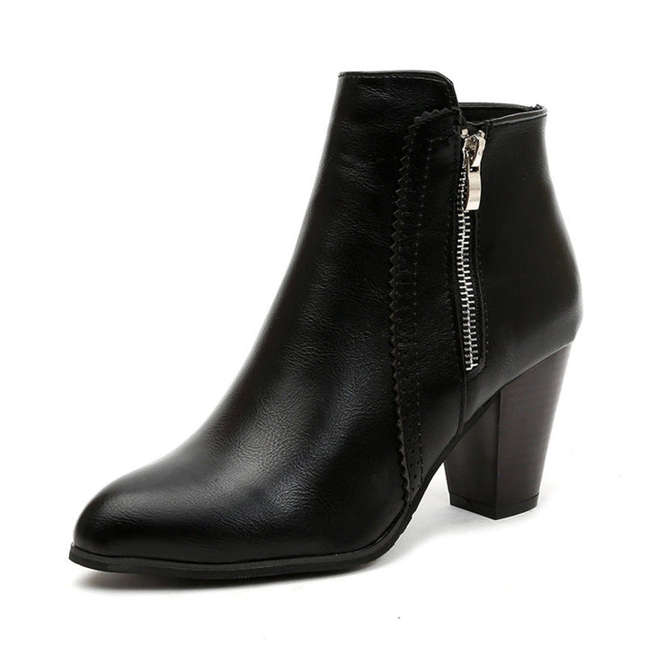 Women's Block-Heel Side-Zip Pointed-Toe Ankle Boots