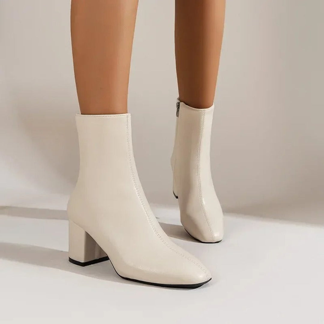 Women's Block Heel Side-Zip Square-Toe Ankle Boots