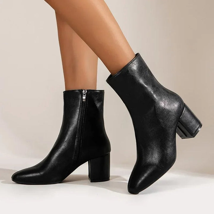 Women's Block Heel Side-Zip Square-Toe Ankle Boots
