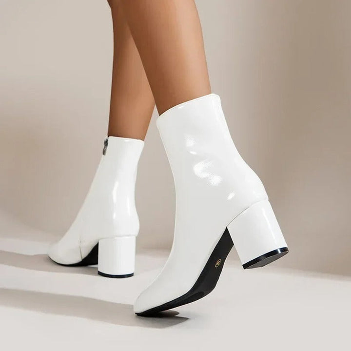 Women's Block Heel Side-Zip Square-Toe Ankle Boots