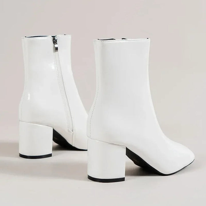 Women's Block Heel Side-Zip Square-Toe Ankle Boots