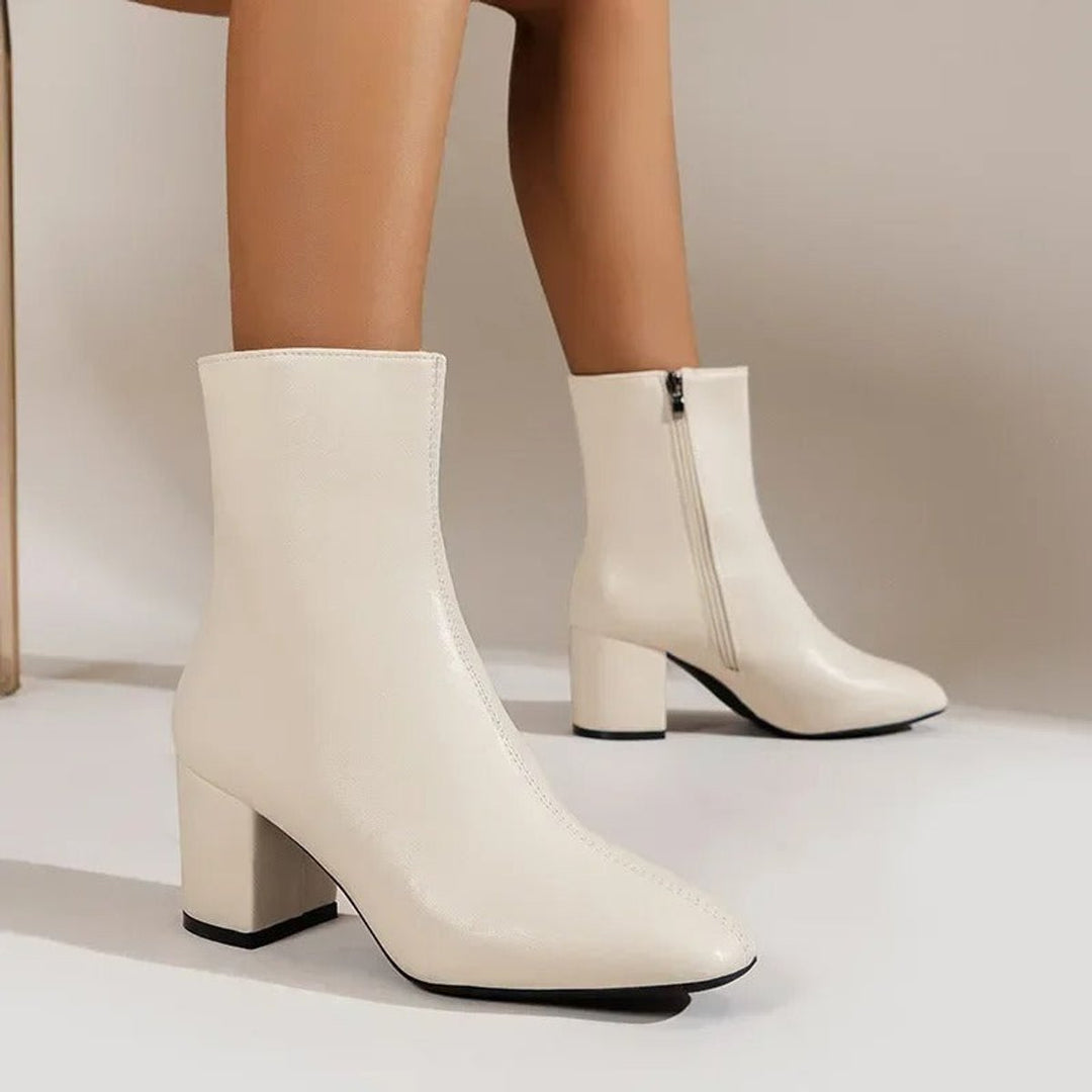 Women's Block Heel Side-Zip Square-Toe Ankle Boots