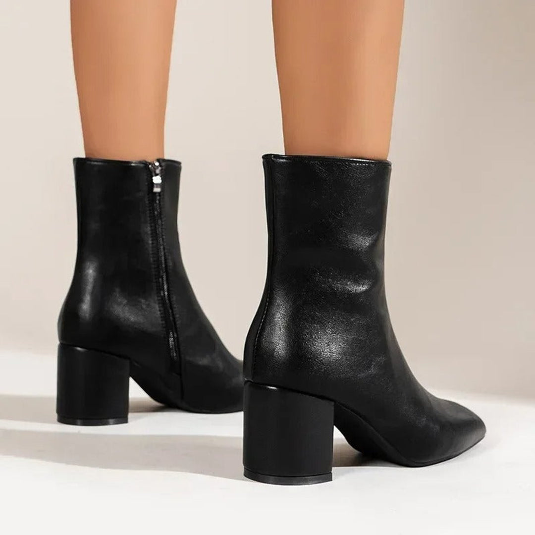 Women's Block Heel Side-Zip Square-Toe Ankle Boots