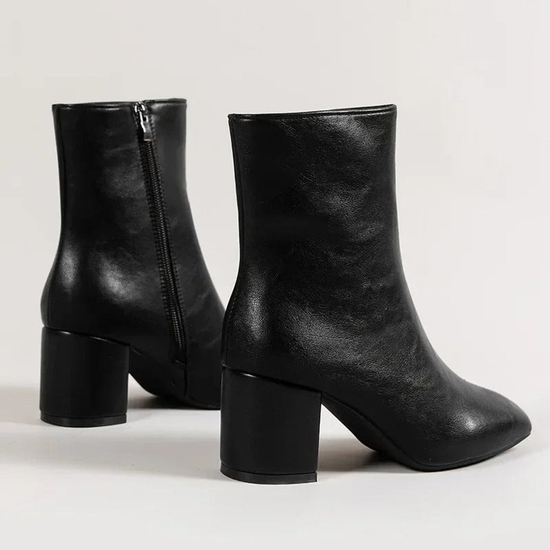 Women's Block Heel Side-Zip Square-Toe Ankle Boots