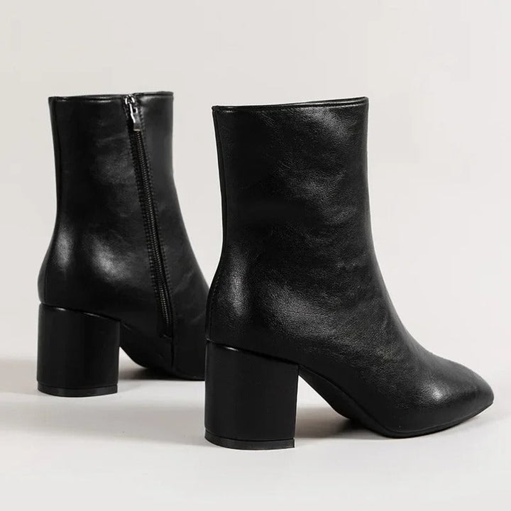 Women's Block Heel Side-Zip Square-Toe Ankle Boots