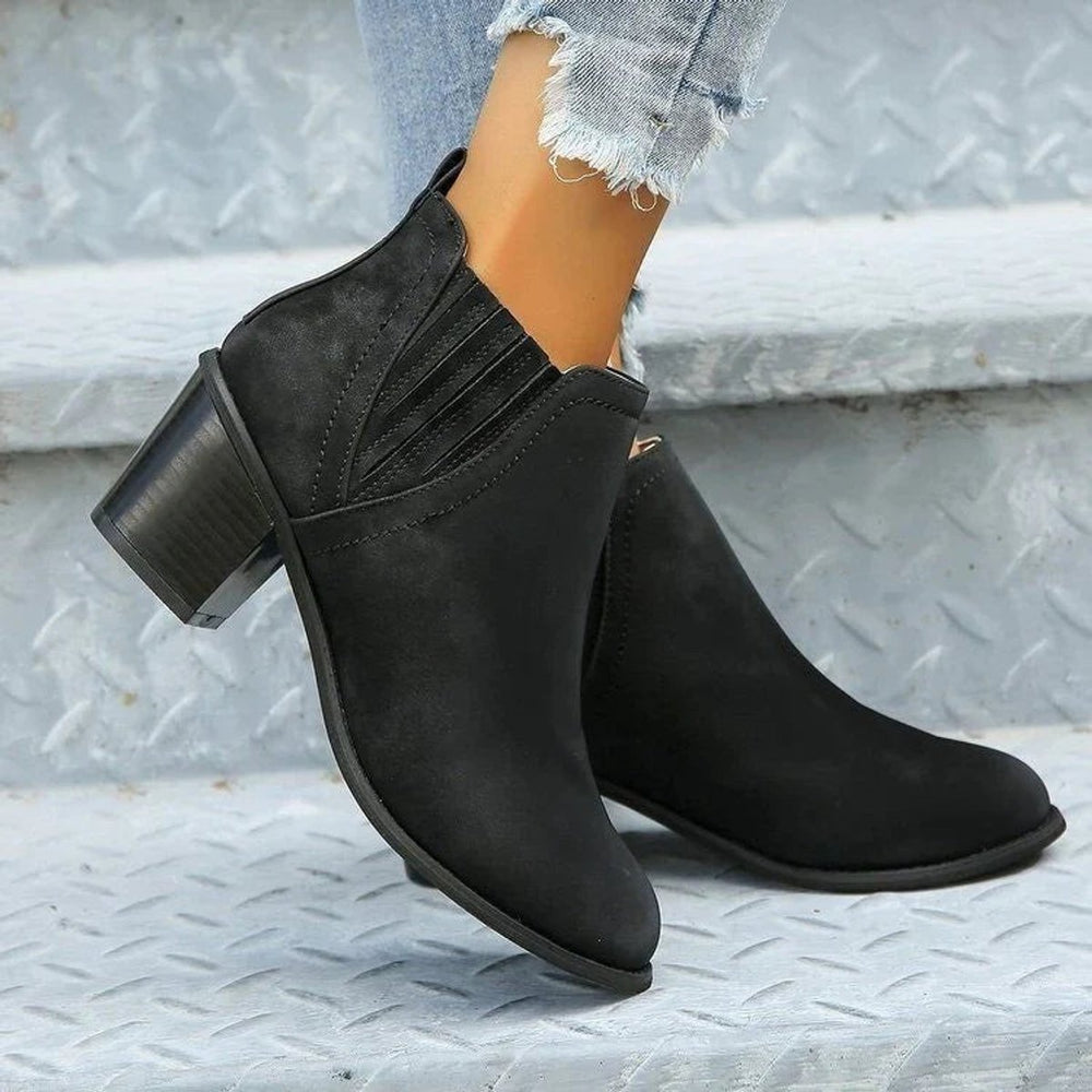 Women's Block-Heel Slip-On Chelsea Ankle Boots