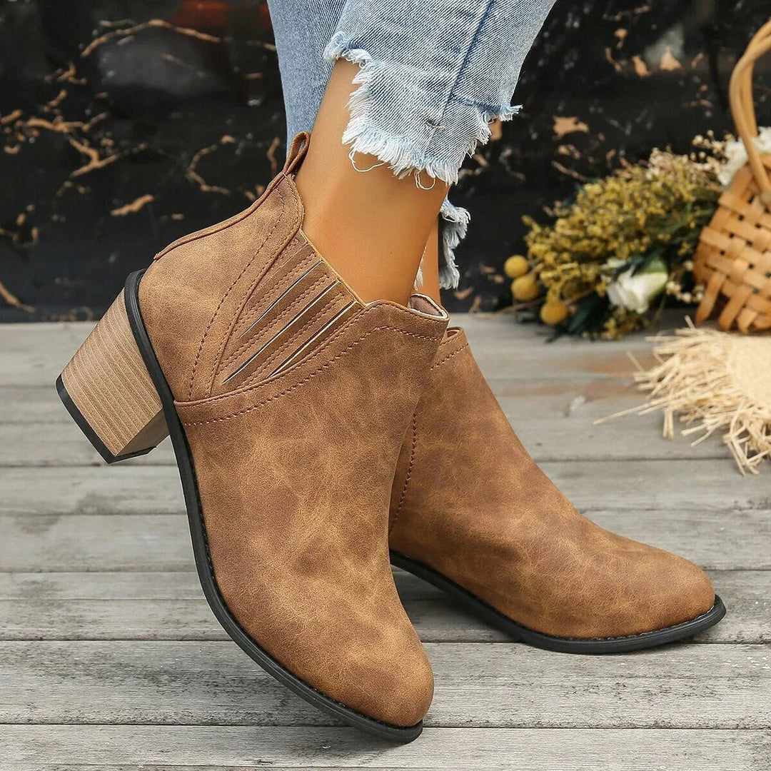 Women's Block-Heel Slip-On Chelsea Ankle Boots