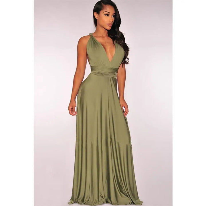 Women's Bohemian Convertible Wrap Fall Midi Dress