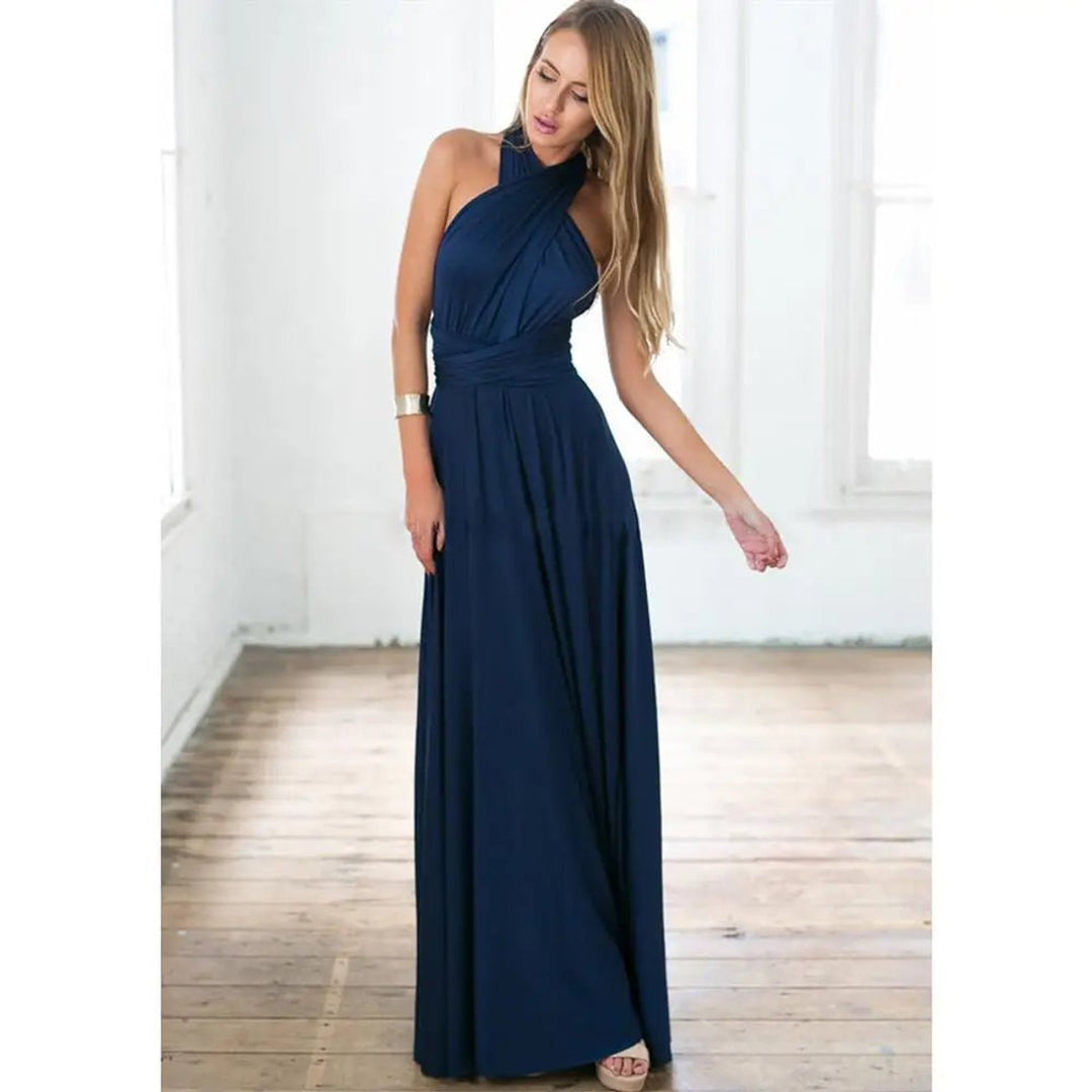 Women's Bohemian Convertible Wrap Fall Midi Dress