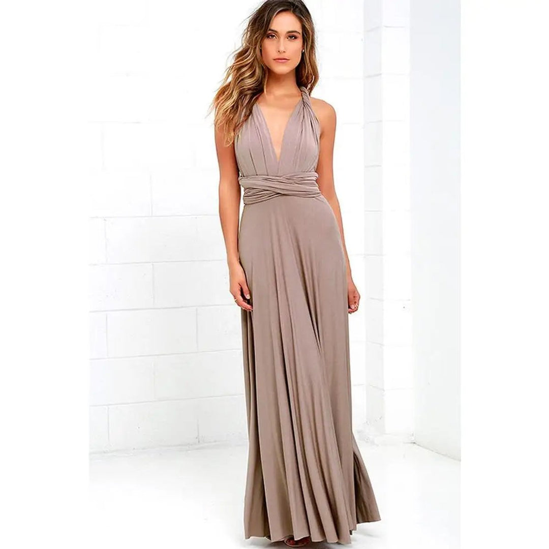 Women's Bohemian Convertible Wrap Fall Midi Dress