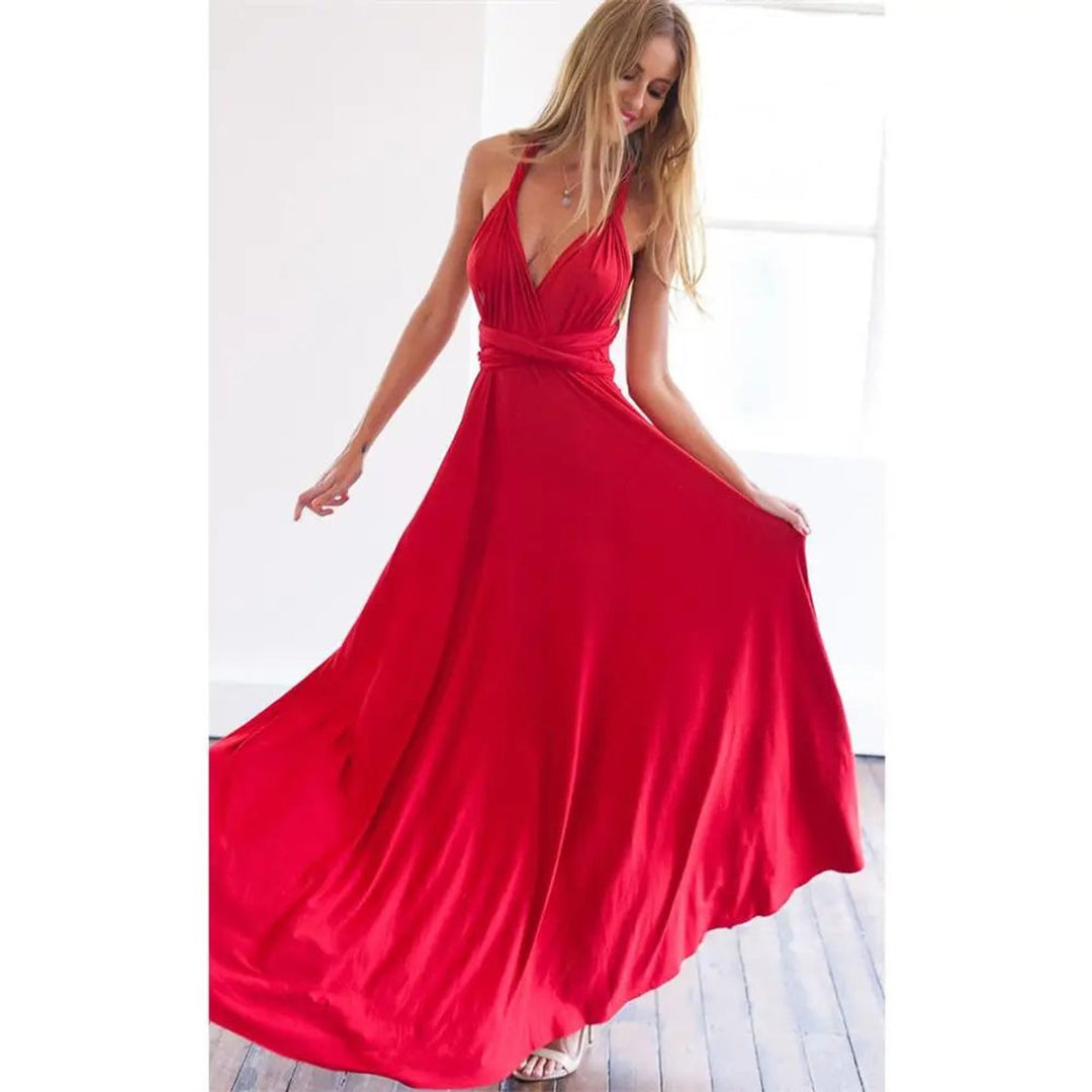 Women's Bohemian Convertible Wrap Fall Midi Dress