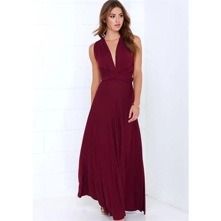 Women's Bohemian Convertible Wrap Fall Midi Dress