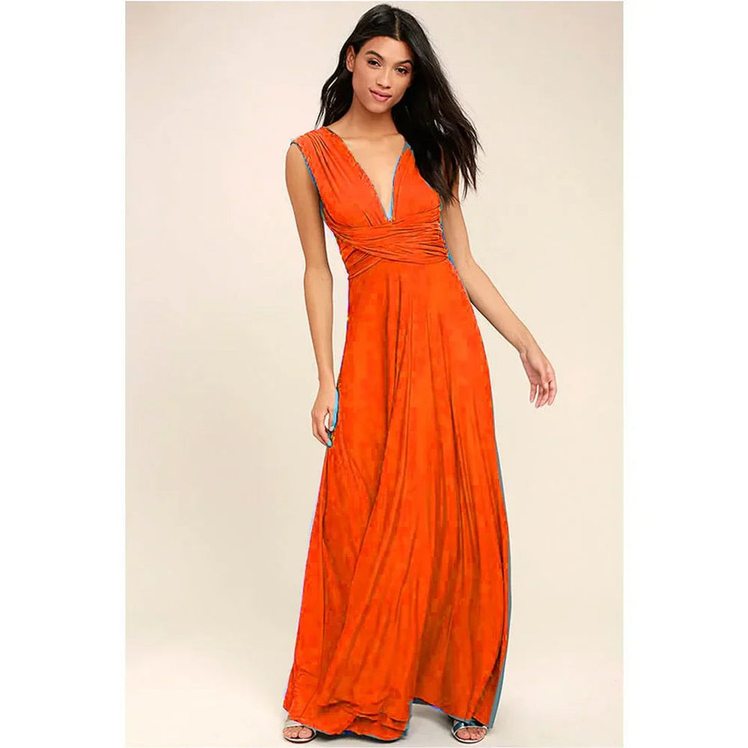 Women's Bohemian Convertible Wrap Fall Midi Dress