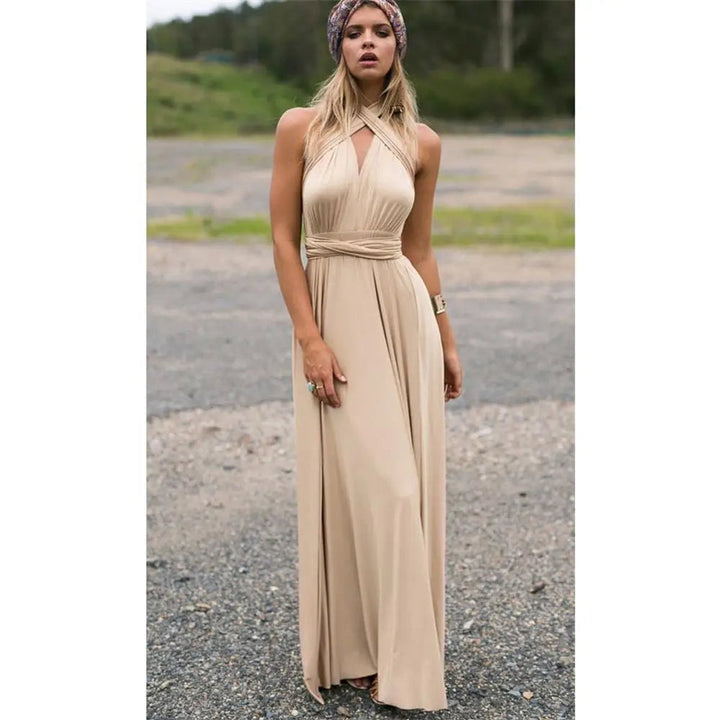 Women's Bohemian Convertible Wrap Fall Midi Dress