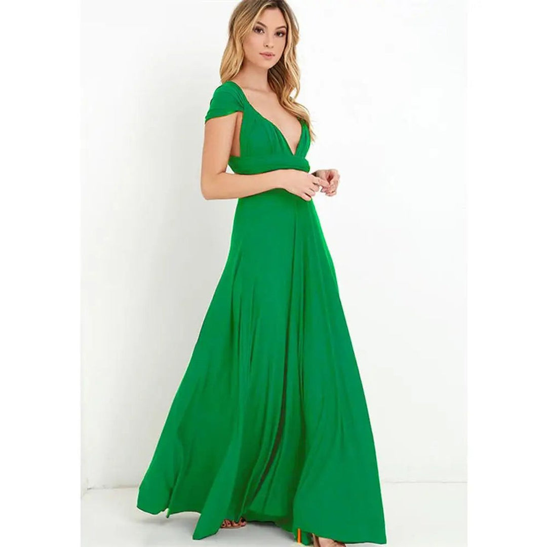 Women's Bohemian Convertible Wrap Fall Midi Dress