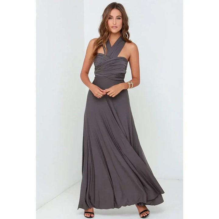Women's Bohemian Convertible Wrap Fall Midi Dress