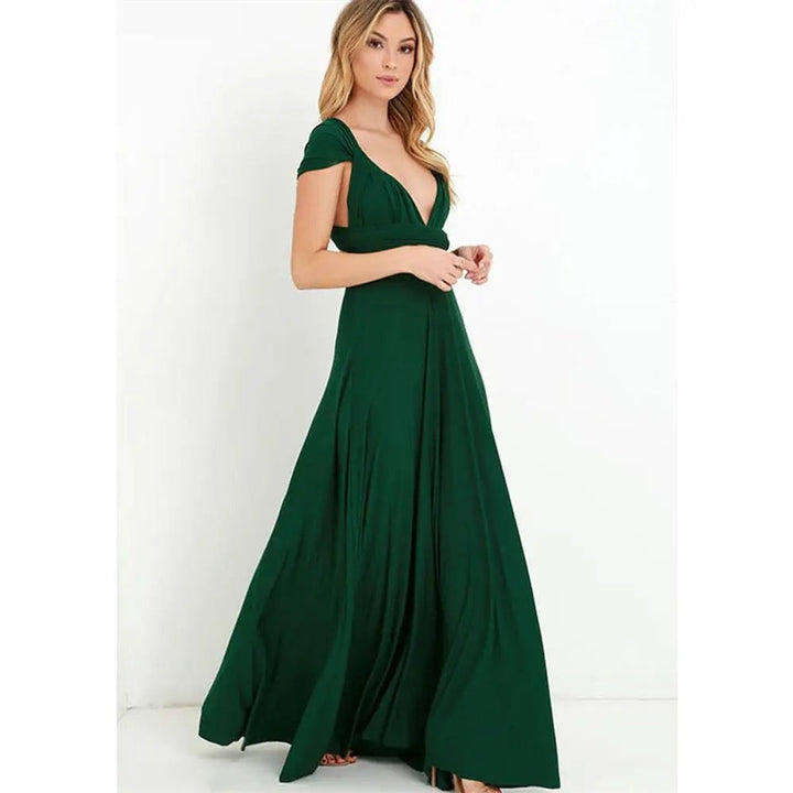 Women's Bohemian Convertible Wrap Fall Midi Dress
