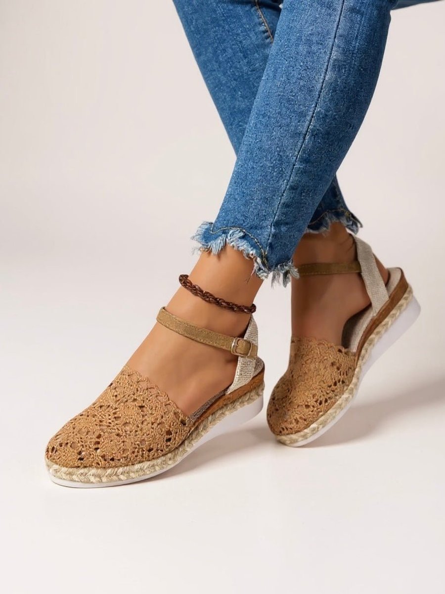 Women's Boho Crochet Ankle-Strap Espadrille Platform Sandals
