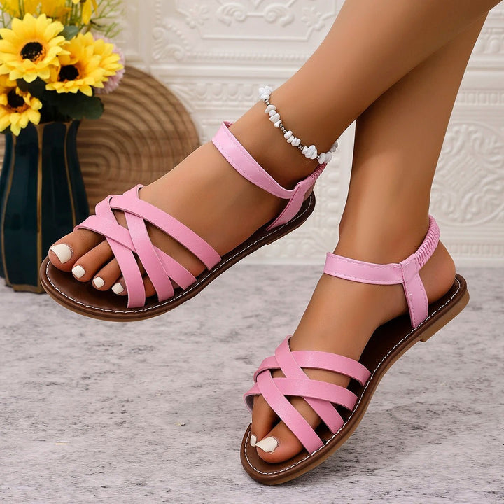 Women's Boho Flat Gladiator Crossover-Strap Sandals
