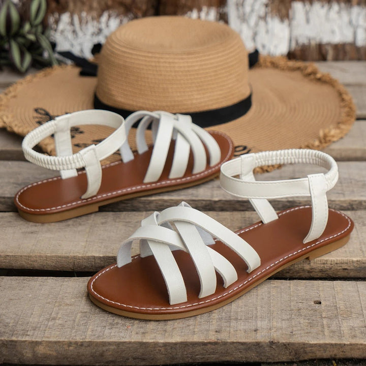 Women's Boho Flat Gladiator Crossover-Strap Sandals