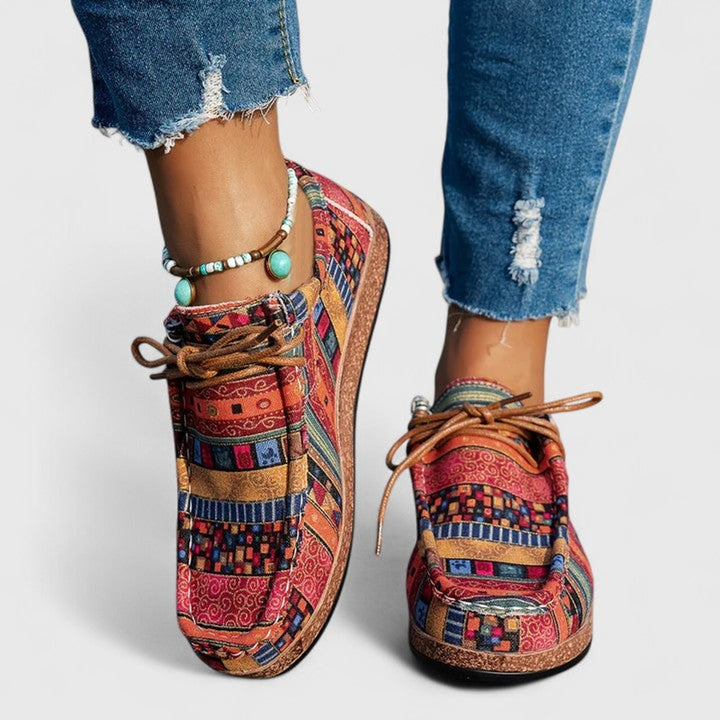 Women's Boho Lace-Up Orthopedic Comfort Sneakers