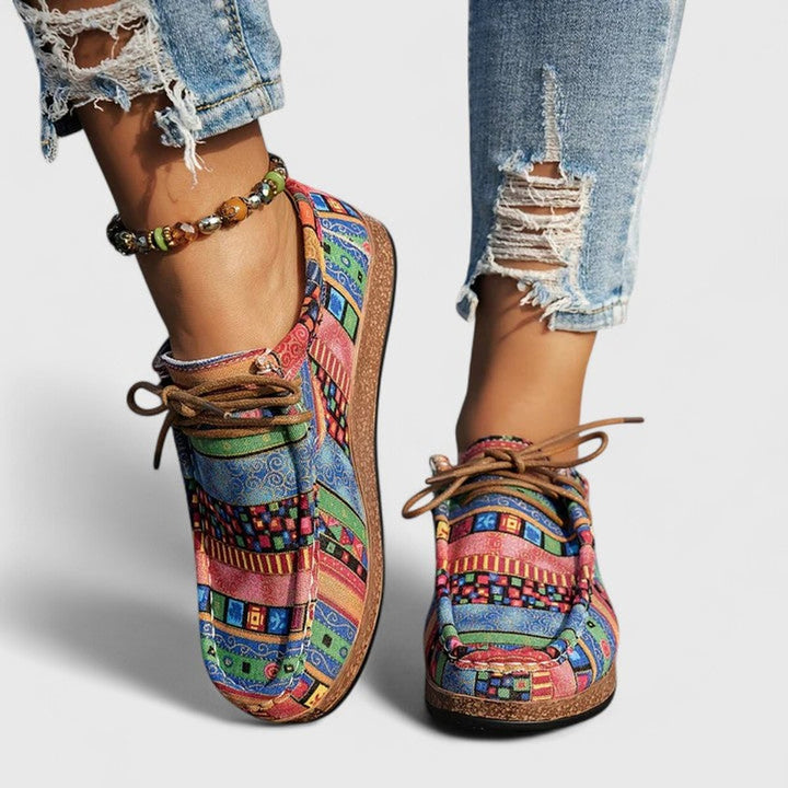 Women's Boho Lace-Up Orthopedic Comfort Sneakers