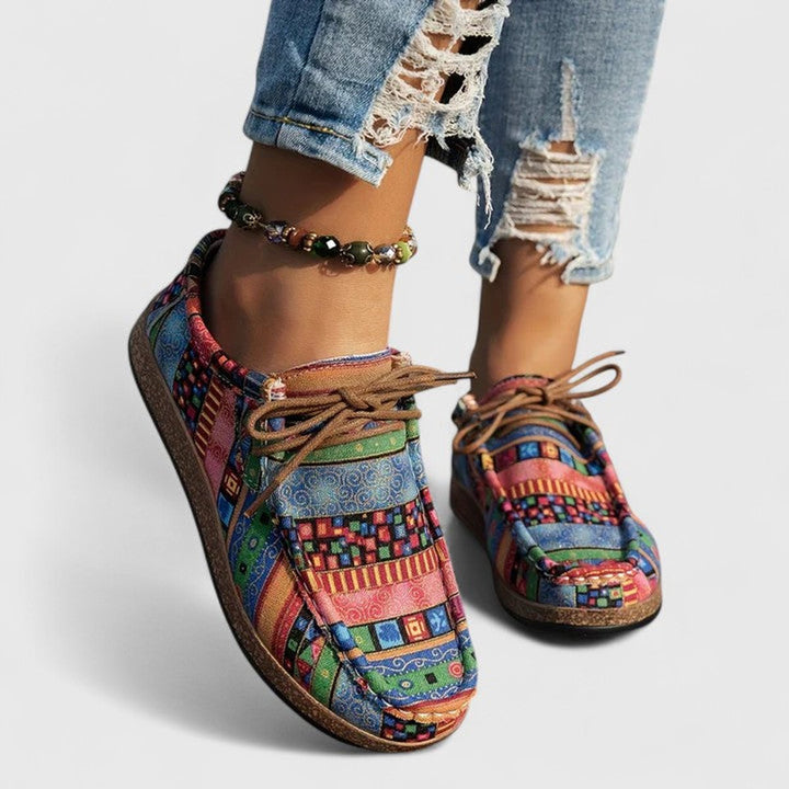 Women's Boho Lace-Up Orthopedic Comfort Sneakers