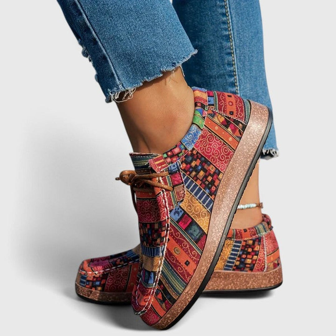 Women's Boho Lace-Up Orthopedic Comfort Sneakers