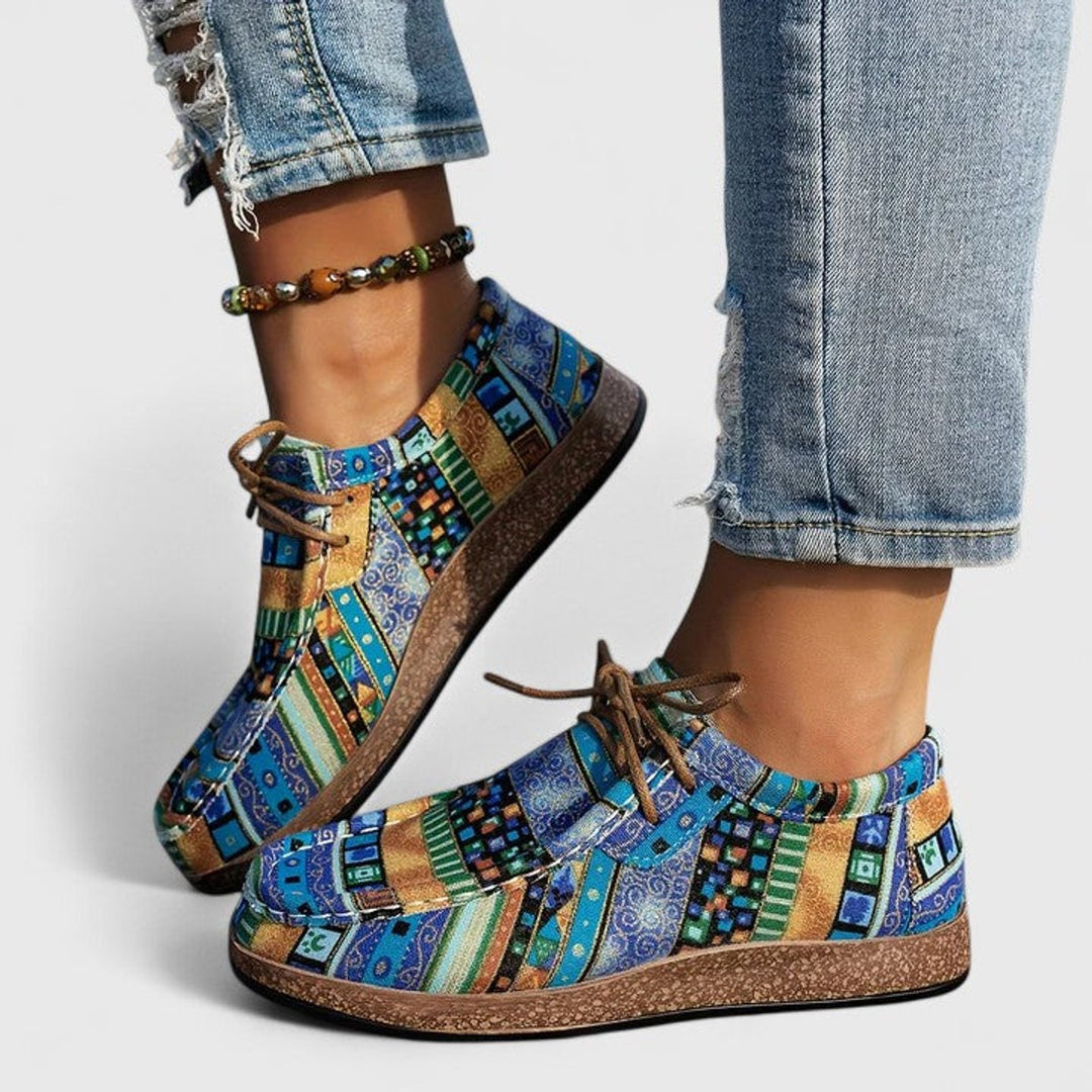 Women's Boho Lace-Up Orthopedic Comfort Sneakers