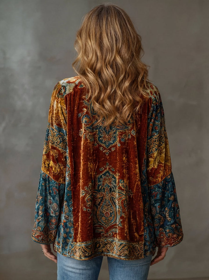 Women's Boho Vintage Open-Front Kimono Cardigan