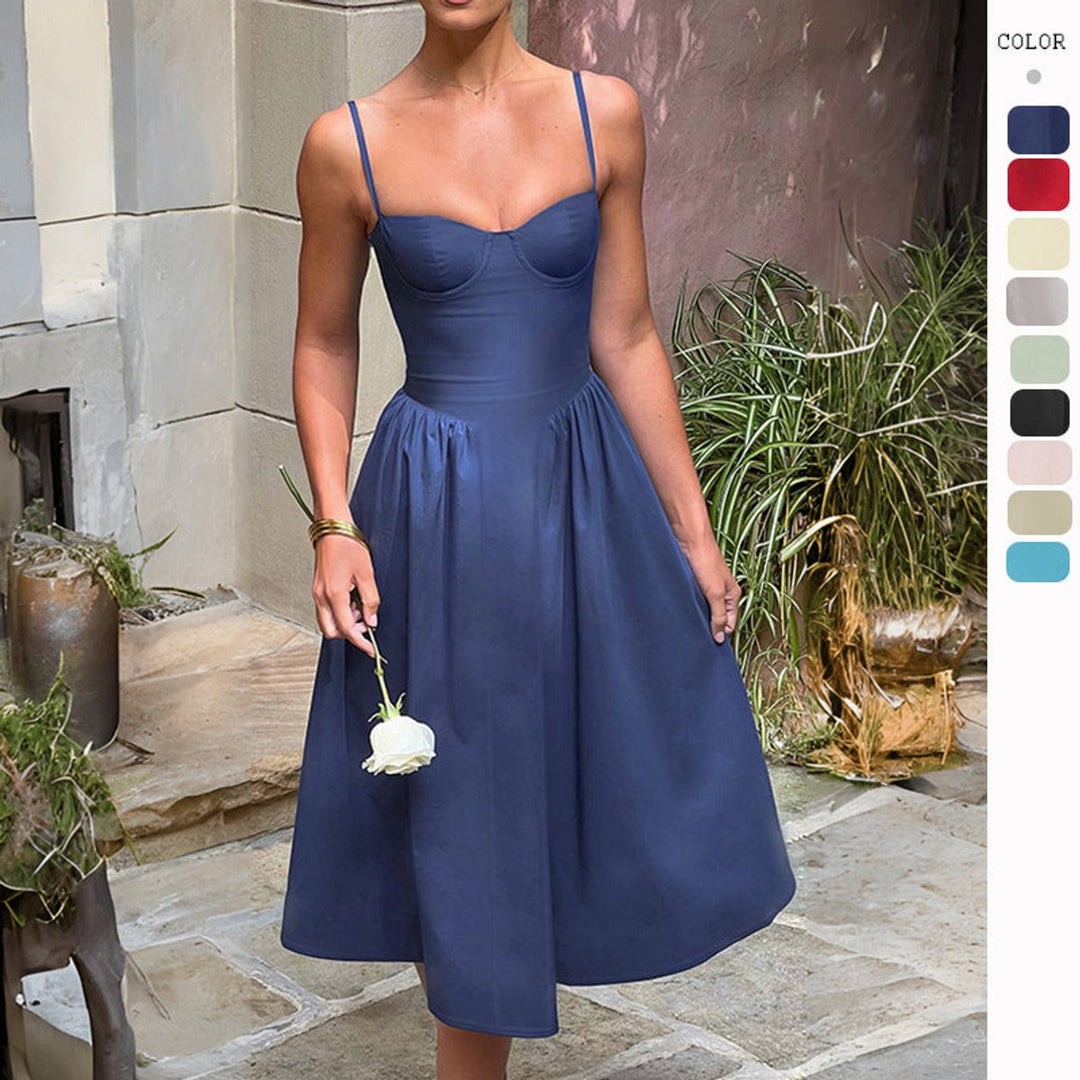 Women's Bustier Sweetheart A-Line Fall Midi Dress