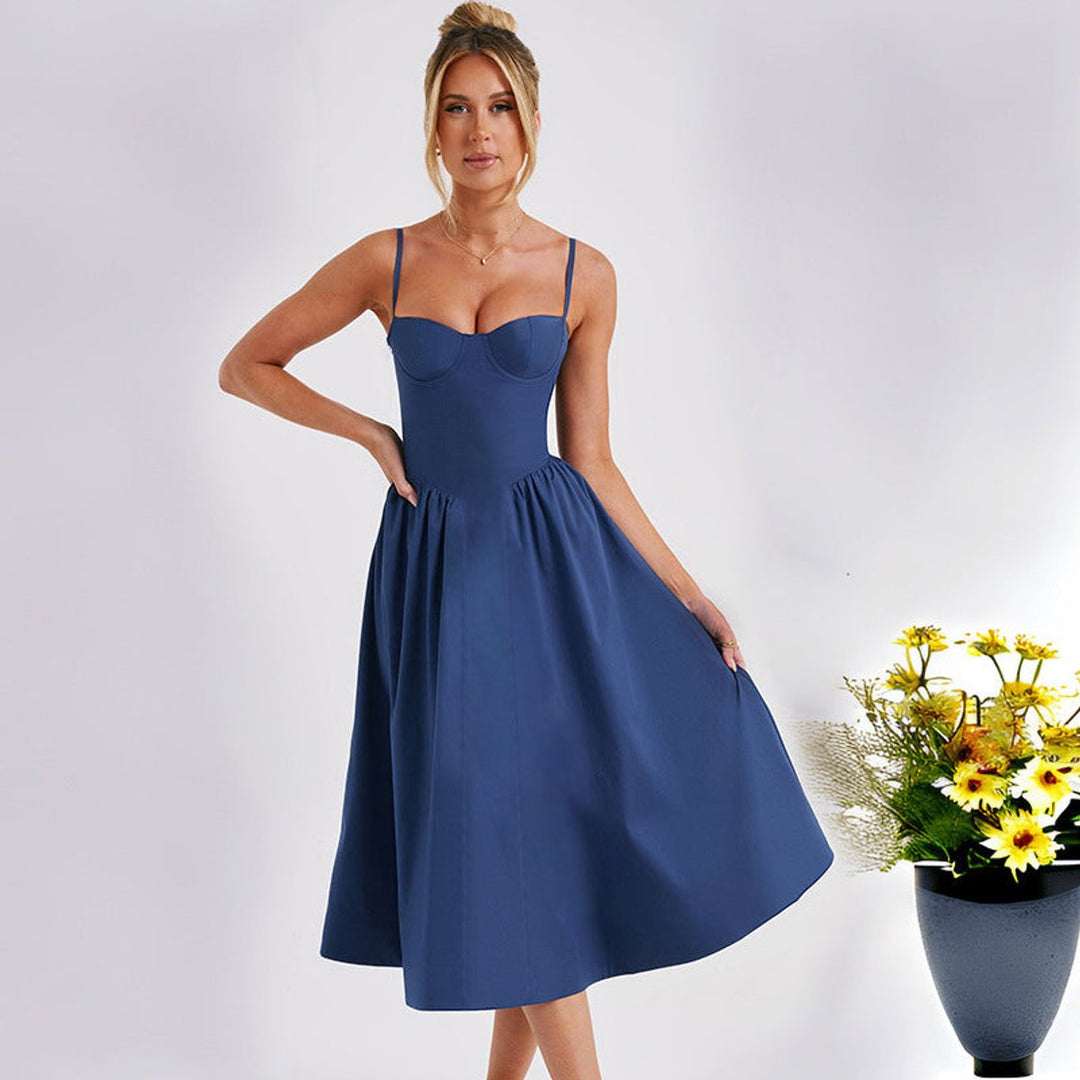 Women's Bustier Sweetheart A-Line Fall Midi Dress