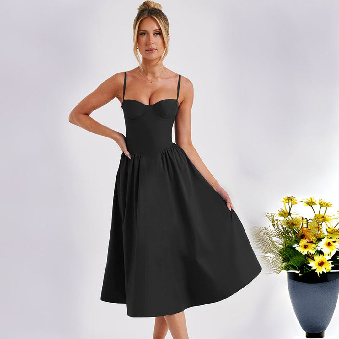 Women's Bustier Sweetheart A-Line Fall Midi Dress