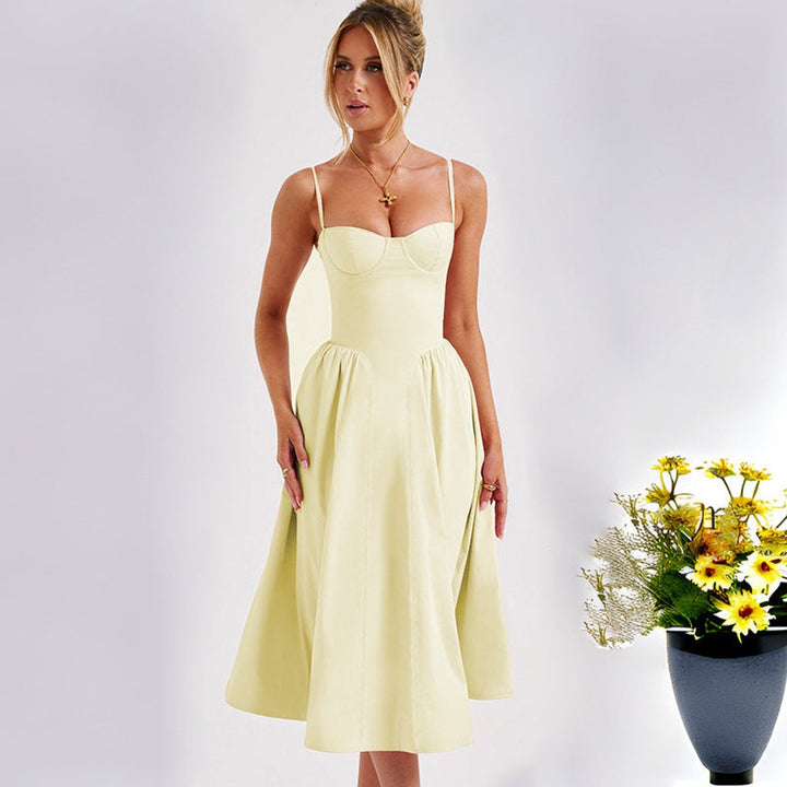 Women's Bustier Sweetheart A-Line Fall Midi Dress