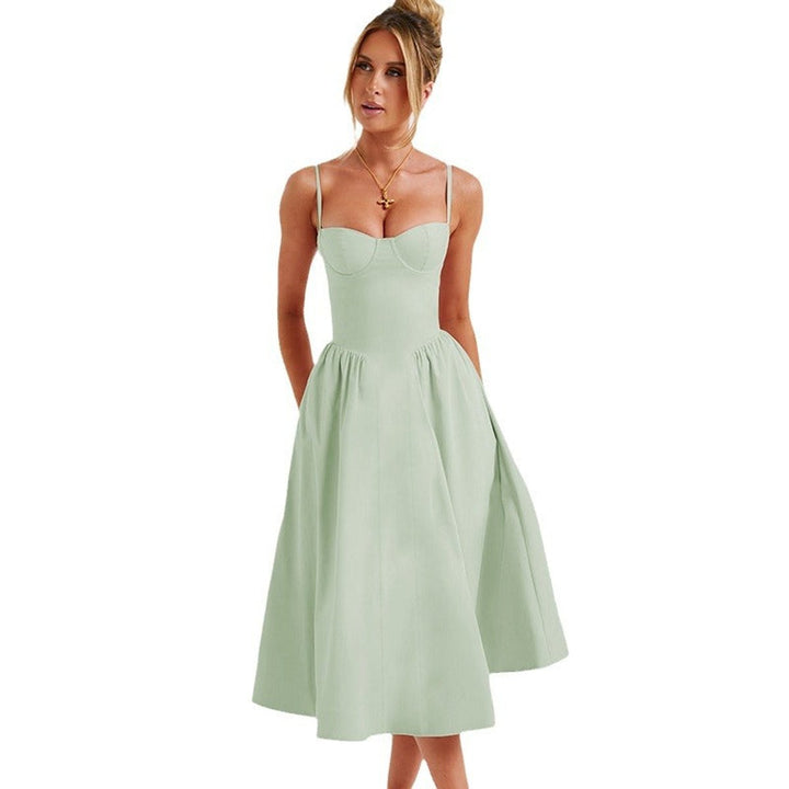 Women's Bustier Sweetheart A-Line Fall Midi Dress