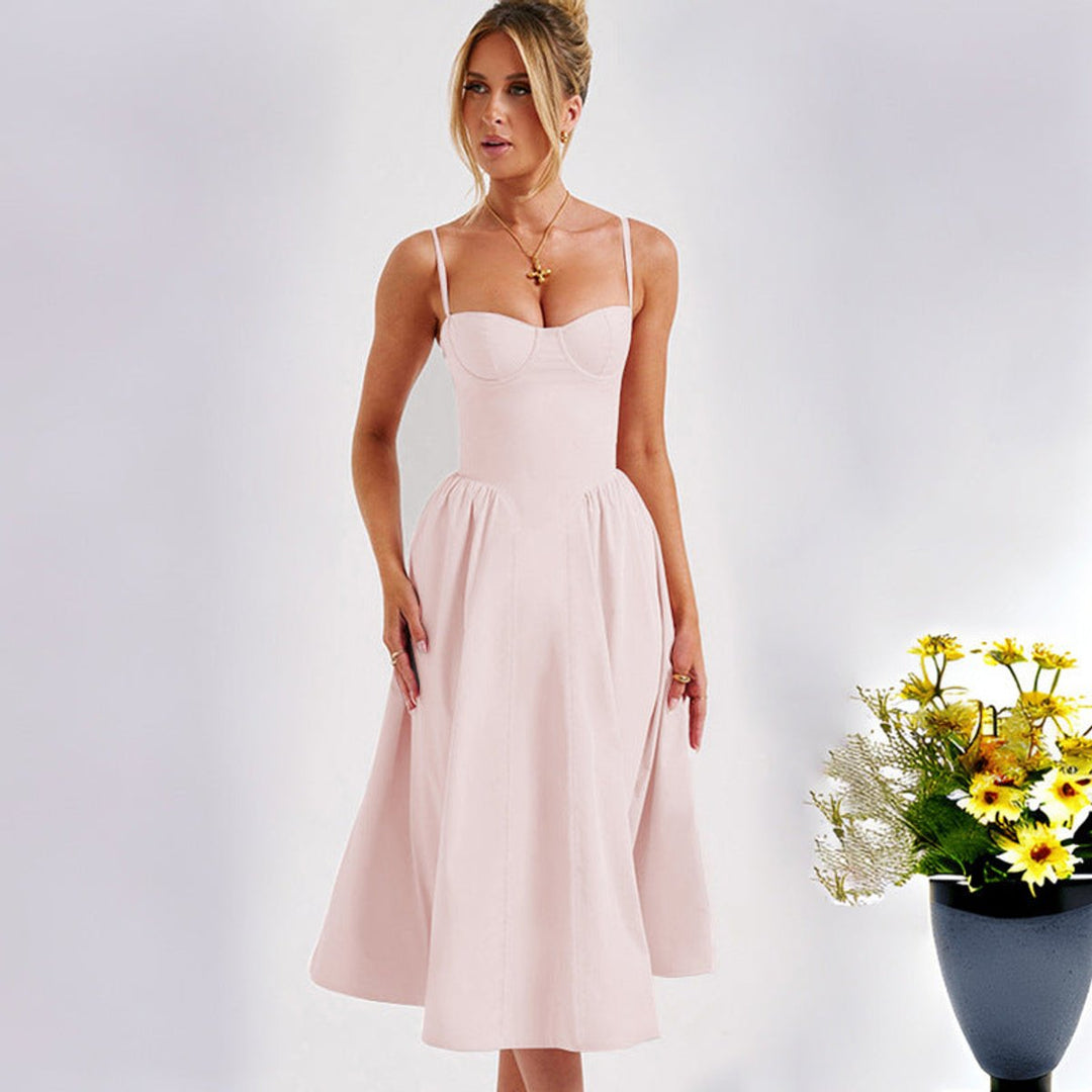 Women's Bustier Sweetheart A-Line Fall Midi Dress