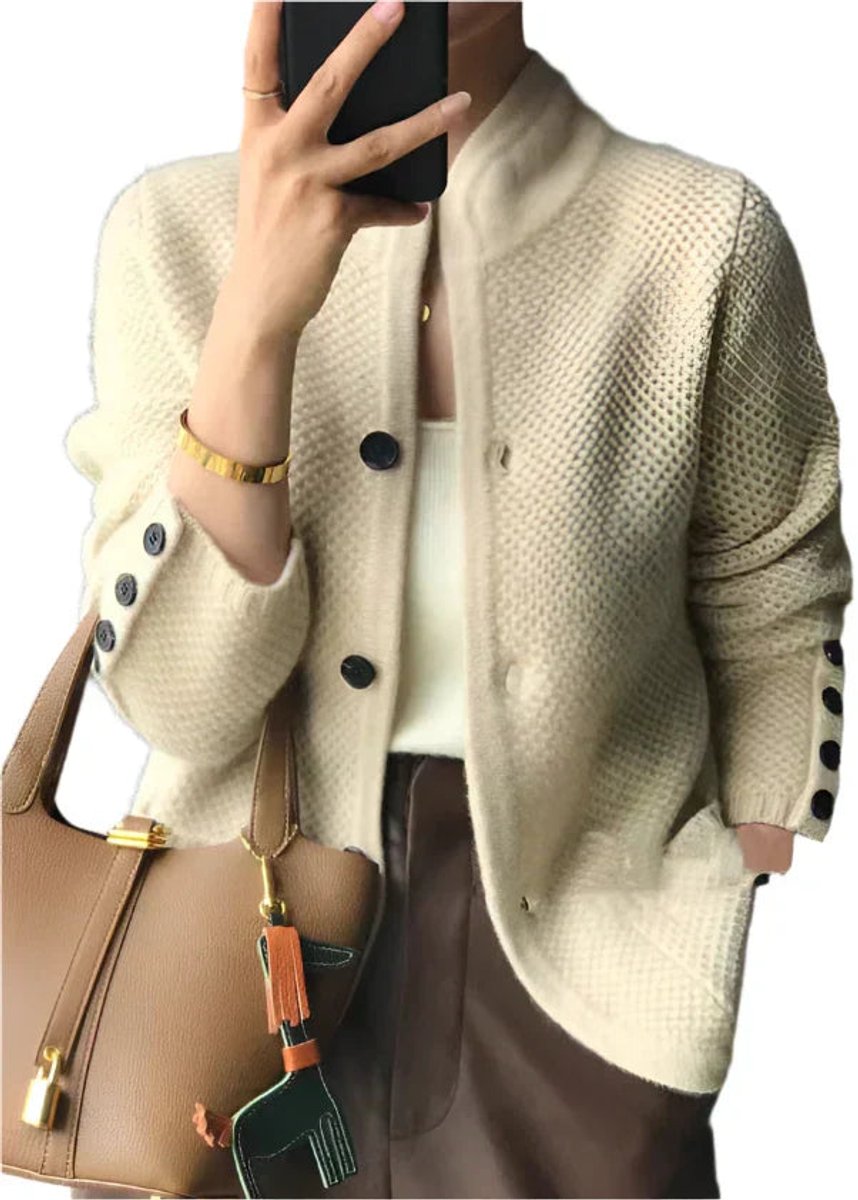 Women's Button-Front Stand-Collar Knit Cardigan