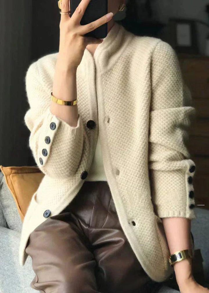 Women's Button-Front Stand-Collar Knit Cardigan